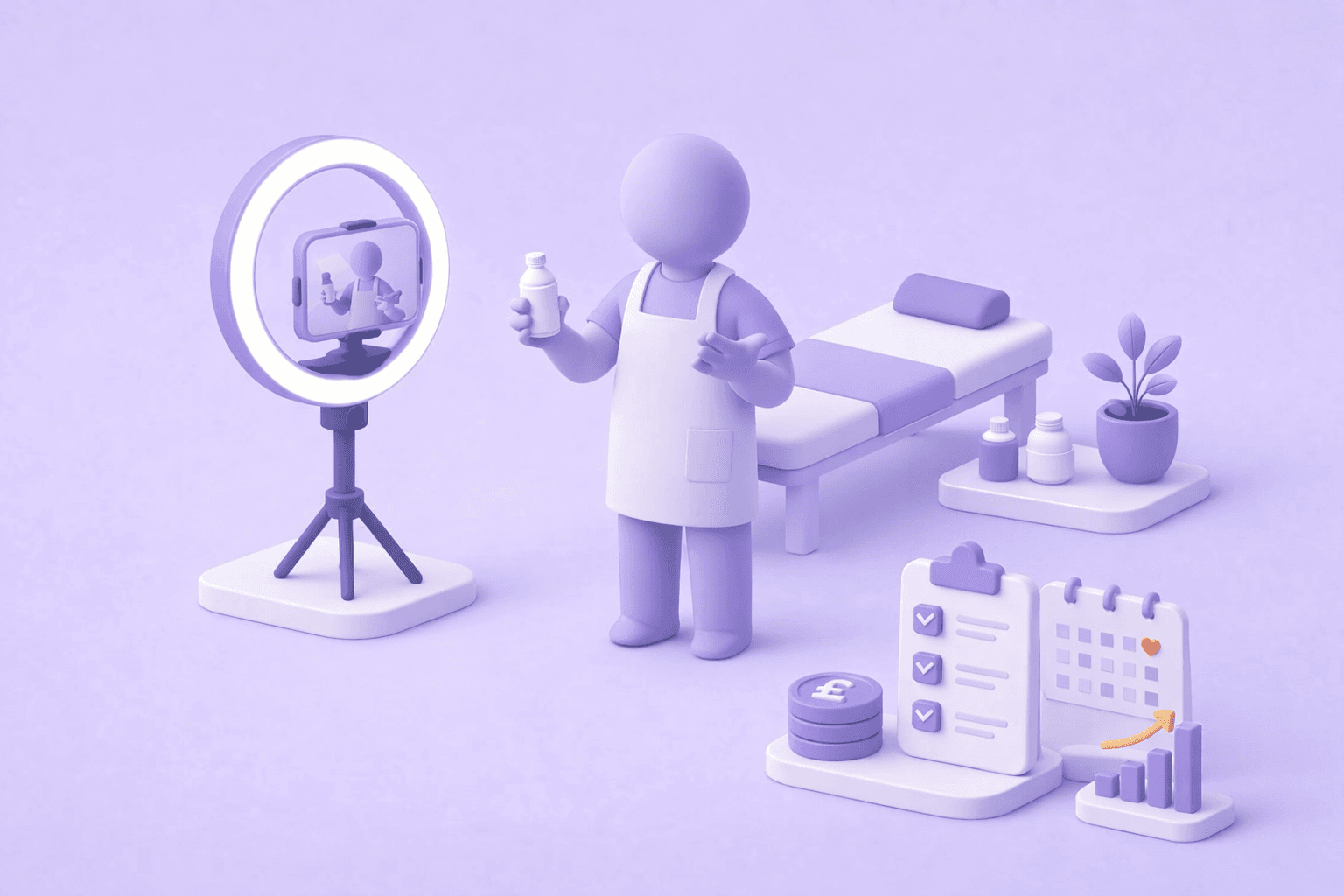 Owner filming short-form video content for Reels and TikTok in a clinic room