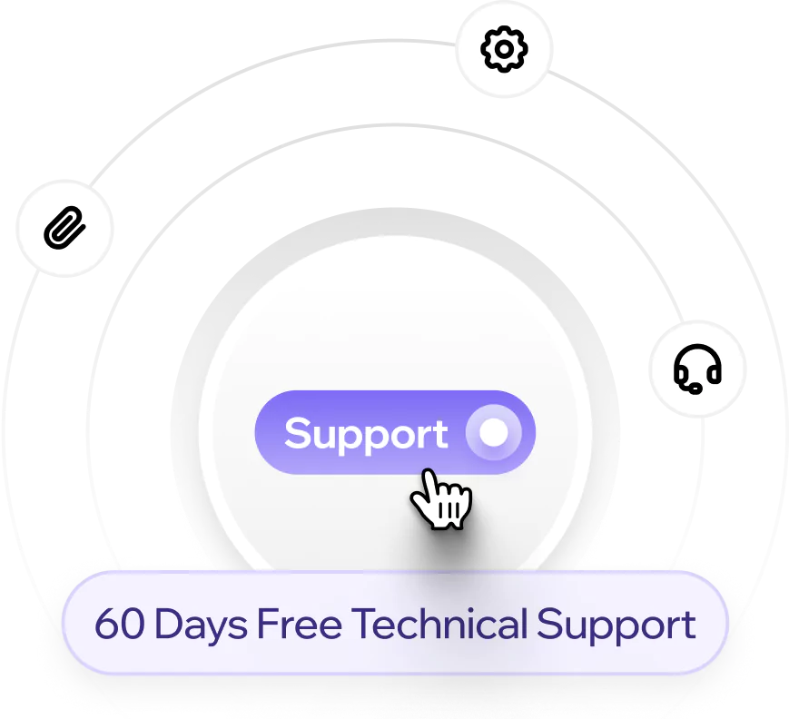 A support control pinned to a badge reading 60 Days Free Technical Support