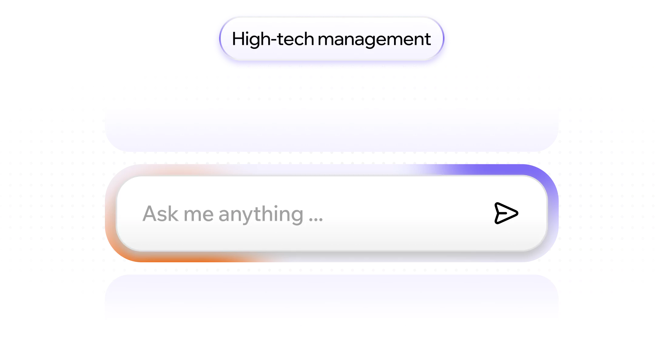 An AI prompt bar reading “Ask me anything …” under a “High-tech management” badge