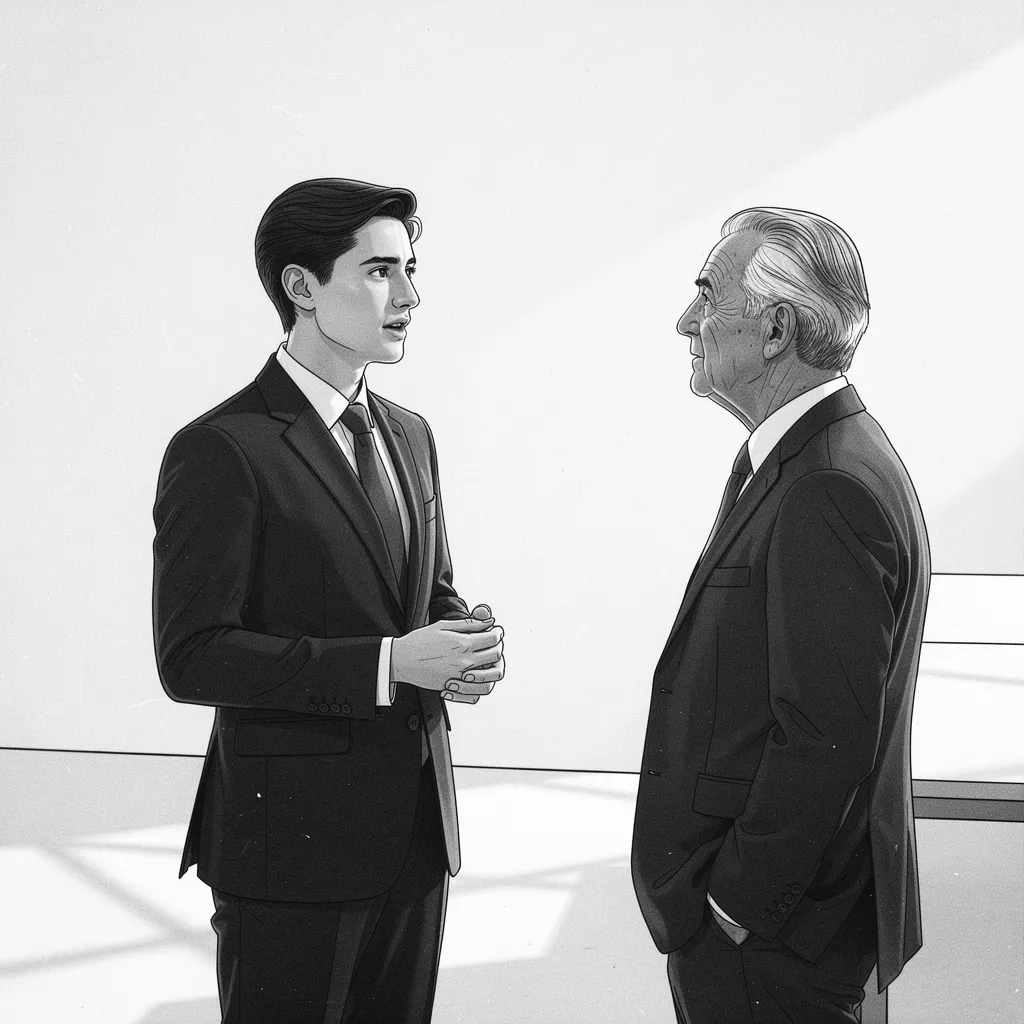 Two business owners talking in a bright office